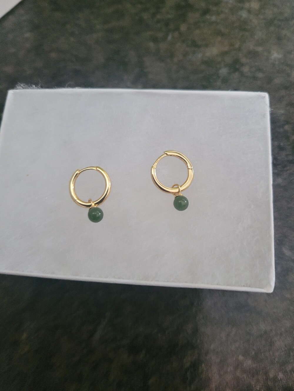 PAJ Huggie Earrings With Jade